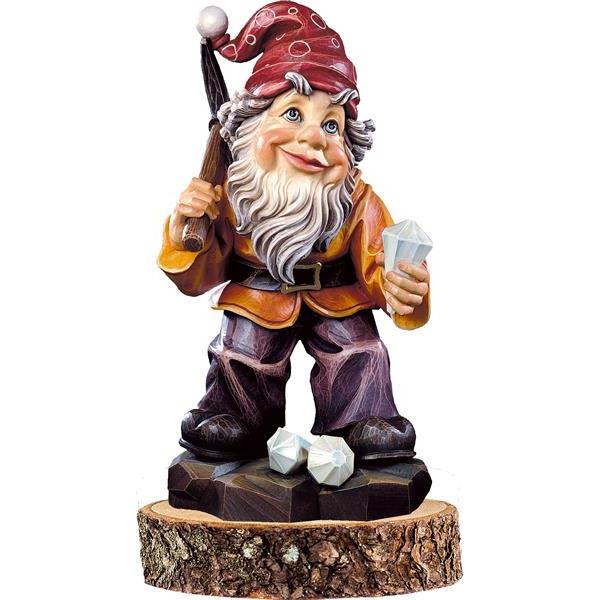 Gnome diamonds-digger on pedestal