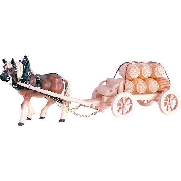 1 Draw-horse with cart and barrels
