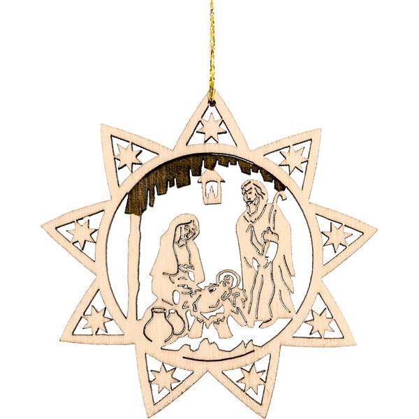 Wooden star holy family classic shaded