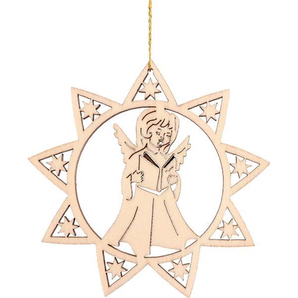 Wooden star angel singing shaded
