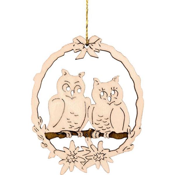 Wooden garland 2 owls shaded
