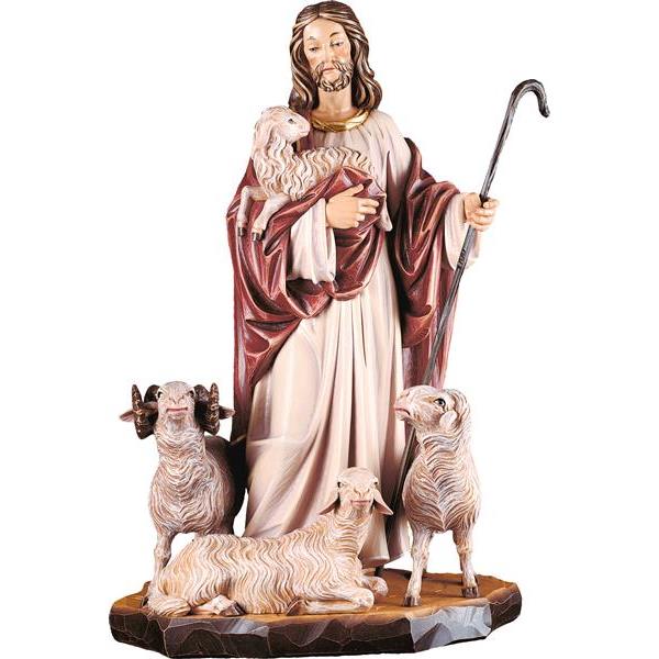 Jesús el buen pastor con ovejas